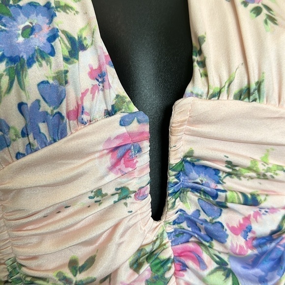 NWT Zara silky floral crop halter corset top light pink S - Picture 6 of 16